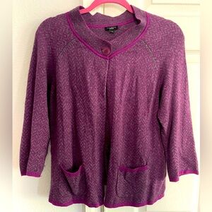 Talbots pink/purple cropped 3/4 sleeve cardigan cashmere/angora blend size med